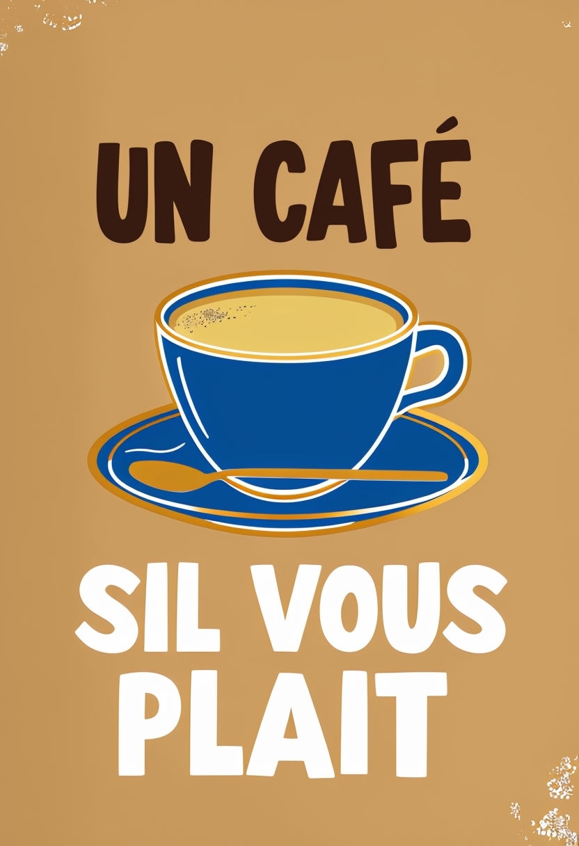 Minimalist Coffee Cup Illustration with French Phrase Poster