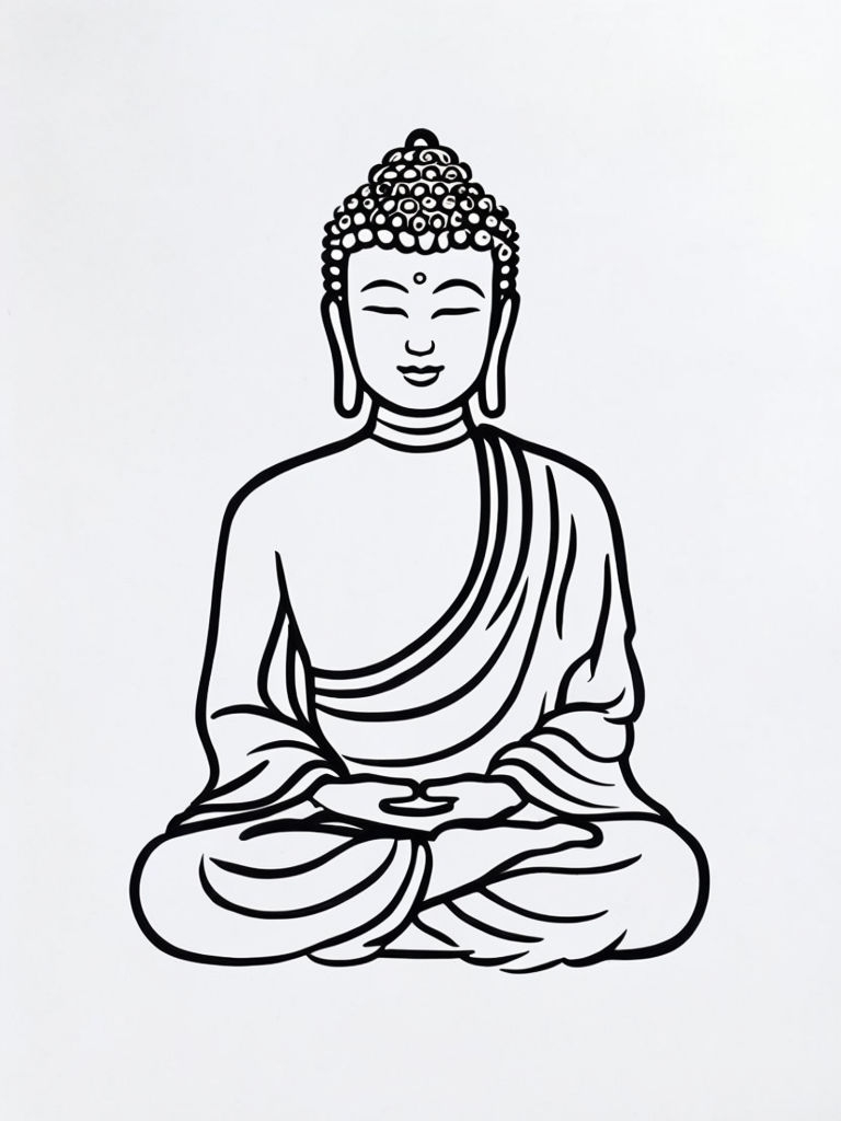 Serene Buddha Meditation Coloring Page with Spacious Design