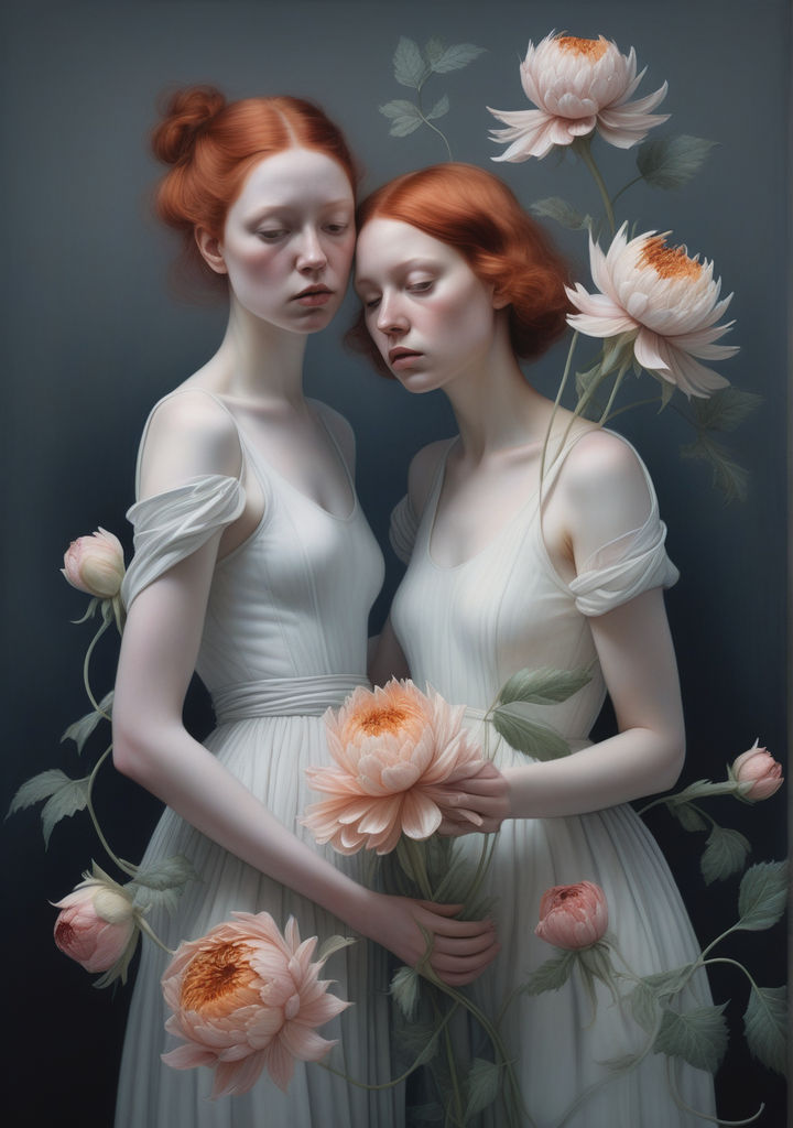 Watercolor flowers adopting the nuanced styles of Marco Mazz... by