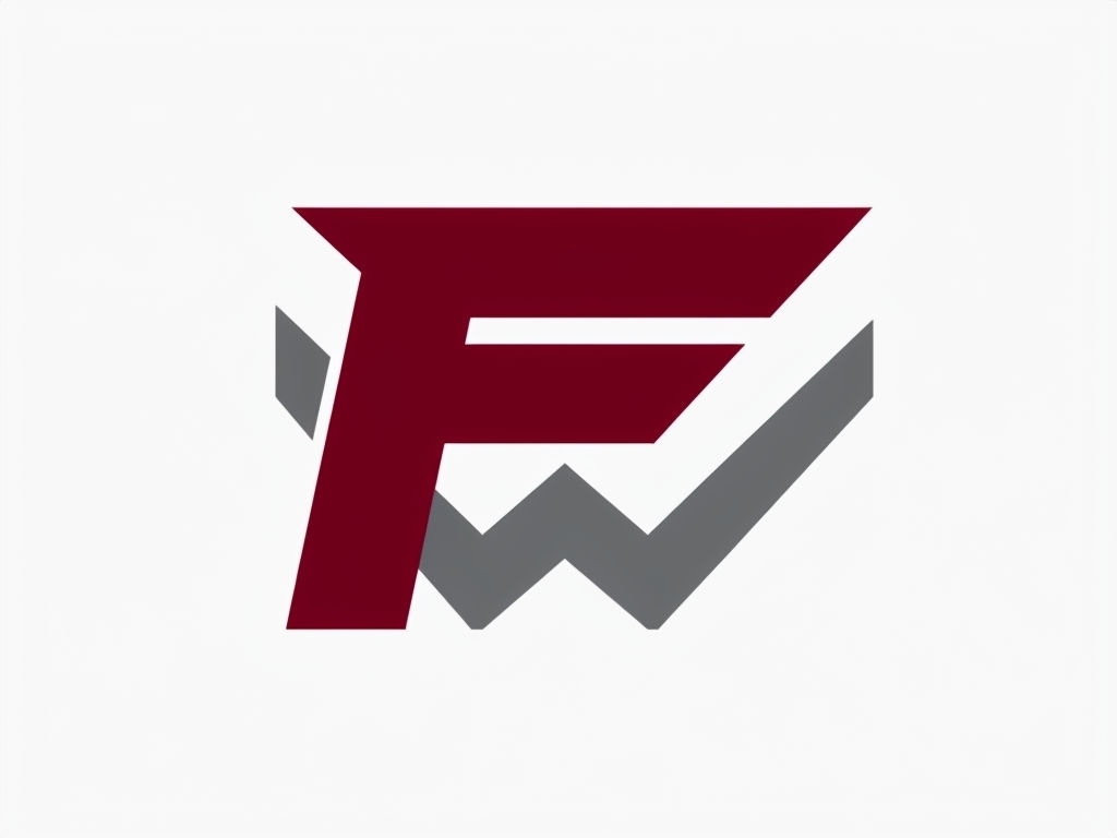Maroon and Gray Modern FW Geometric Logo Design Monogram