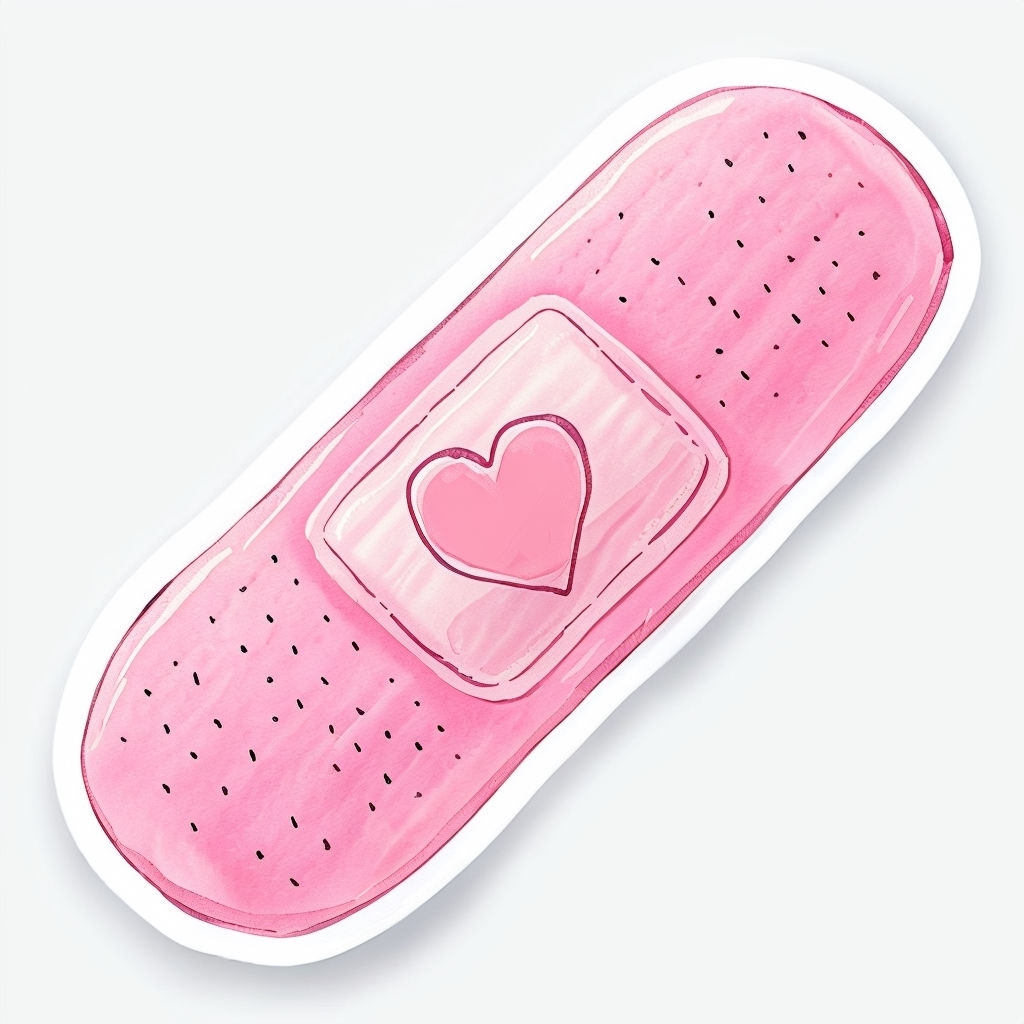 Vibrant Pink Band-Aid Sticker with Heart Design