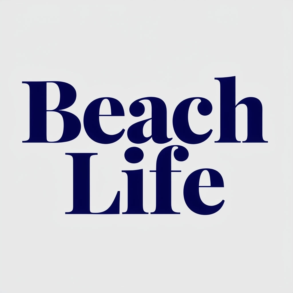 Minimalist Beach Life Typography Design on Gray Background Mug