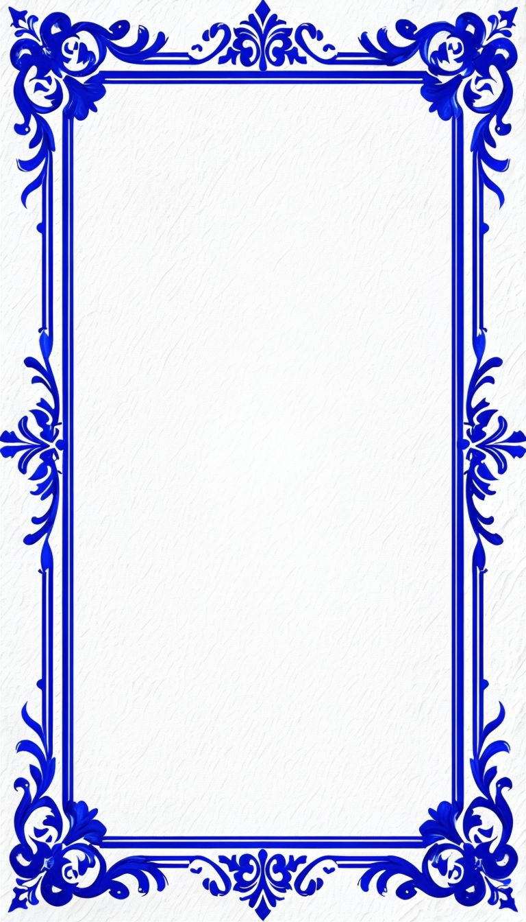 Elegant Blue Ornamental Frame Digital Illustration for Invitations Cards & Invites
