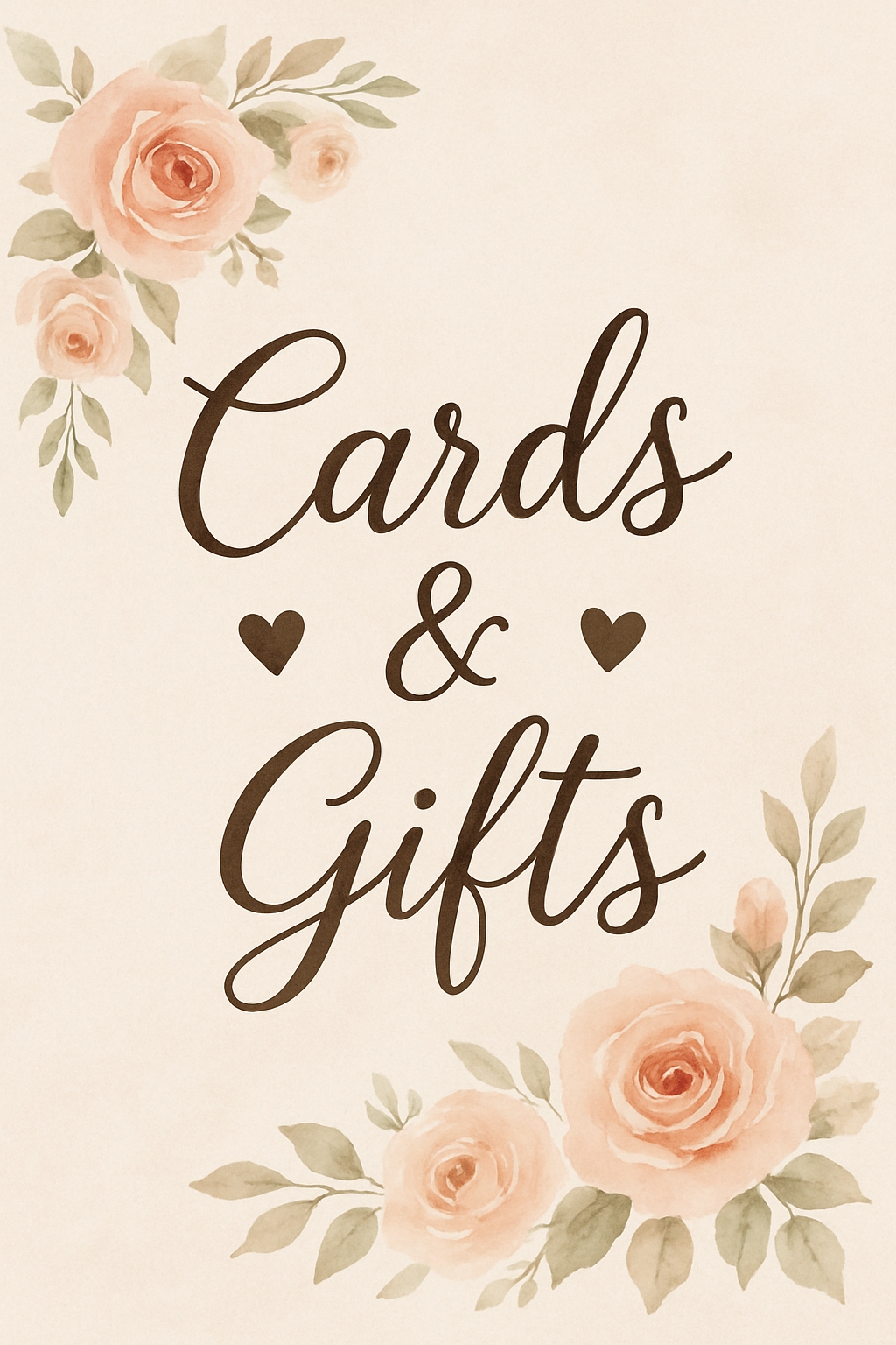 Elegant Vintage Cards and Gifts Sign with Floral Accents Event Sign