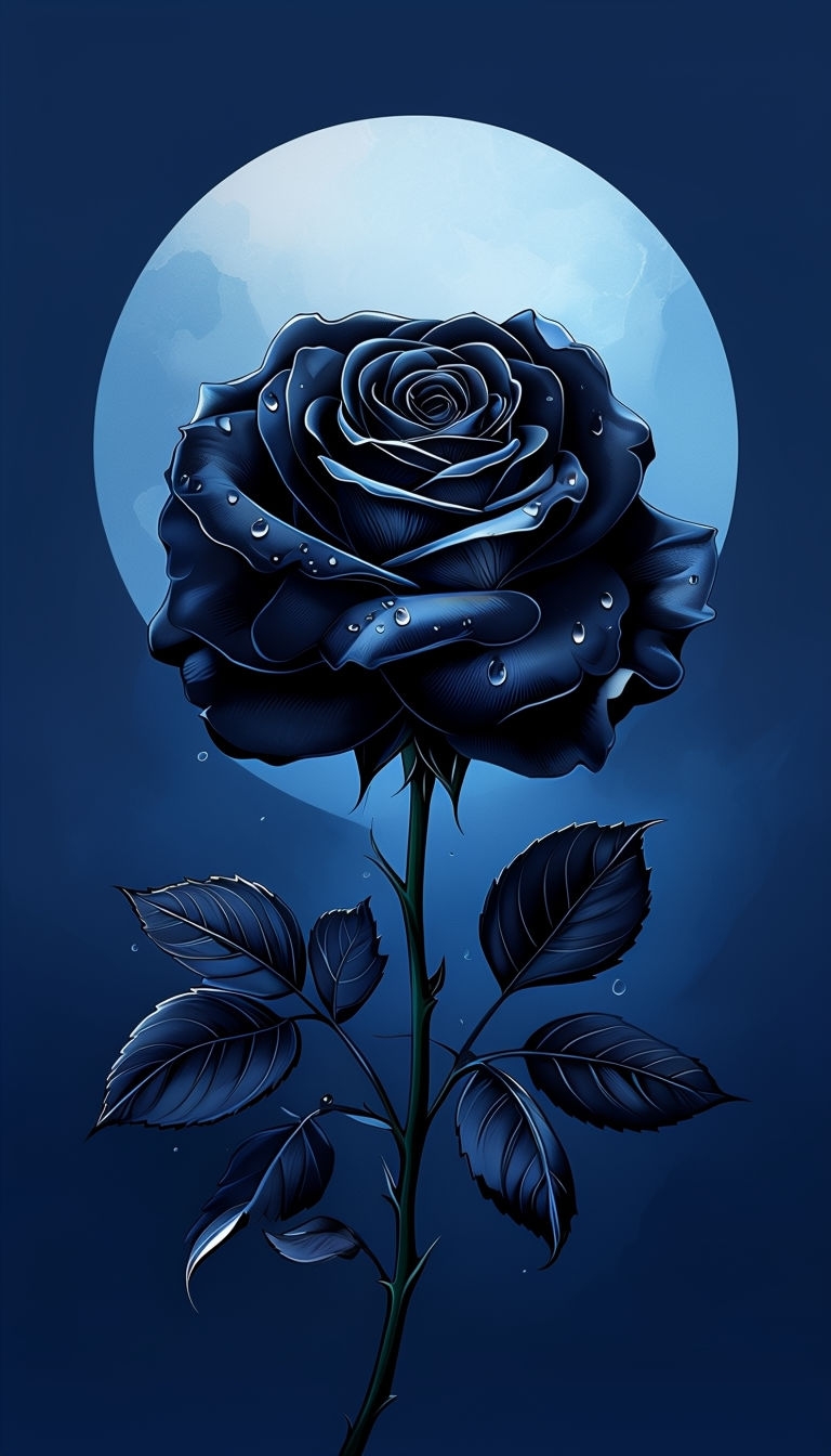 Enchanting Black Rose with Moonlight Background Mobile Wallpaper