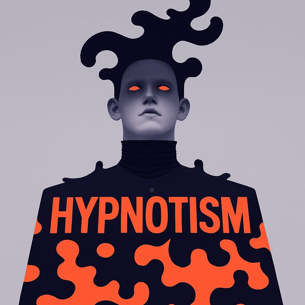 Surreal Hypnotism Artwork with Flowing Black Headdress Design Spotify Album Cover