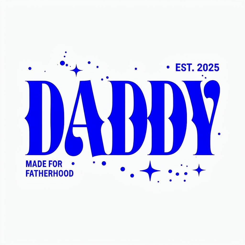 Bold Royal Blue Daddy Typography Design for Fatherhood T-Shirt