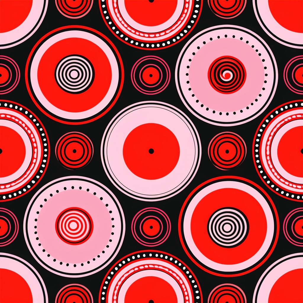 Vibrant Retro Geometric Concentric Circles Seamless Pattern