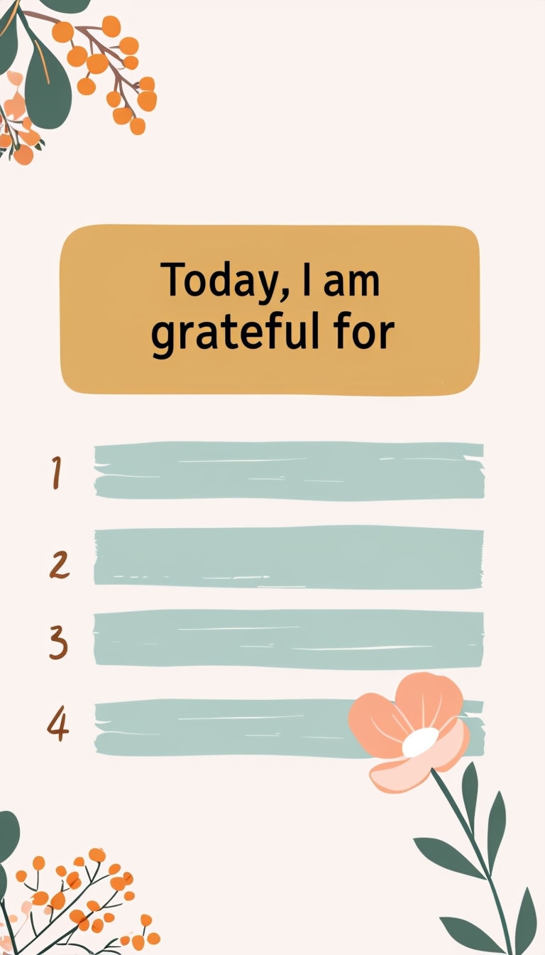 Gratitude Journal Graphic Design with Floral Elements Social Media Post
