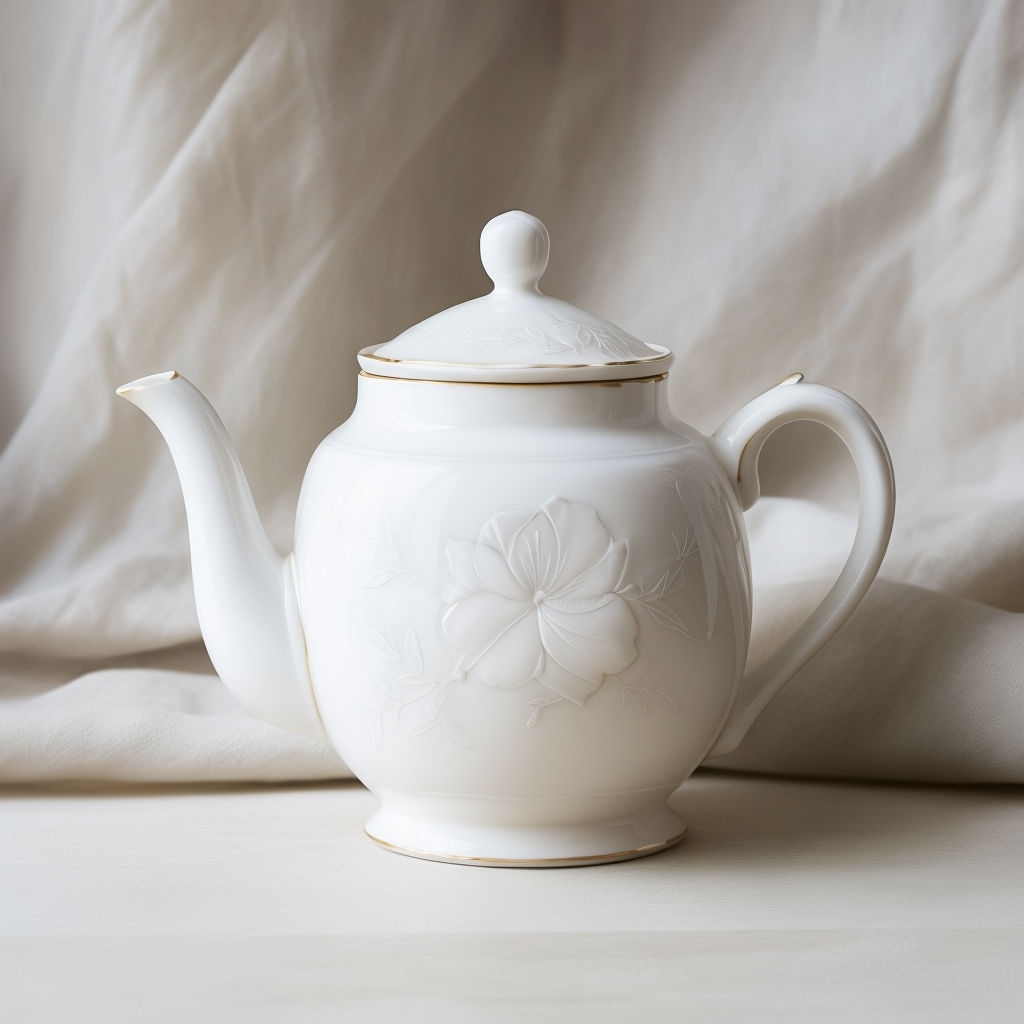 Elegant White Porcelain Teapot Still Life Photograph Mockup