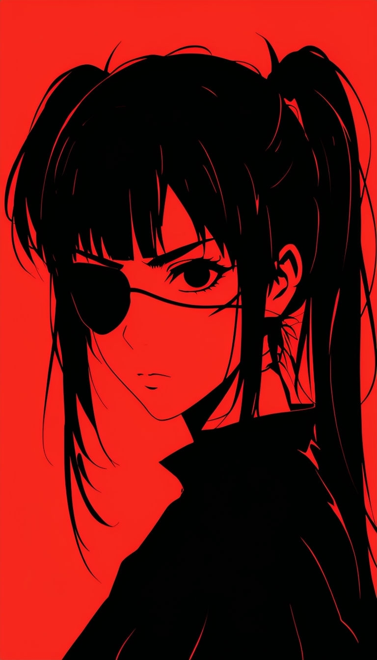 Striking Minimalist Black Silhouette Anime Character Mobile Wallpaper