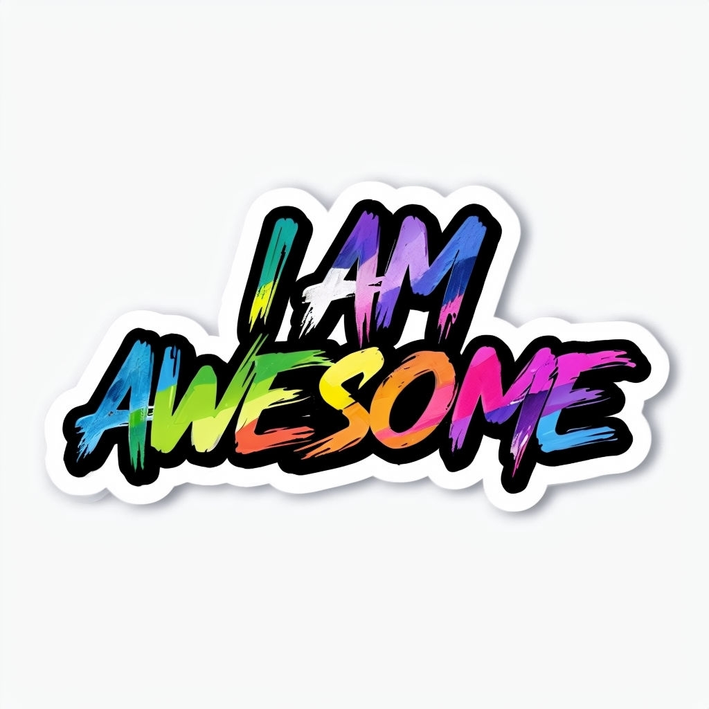 Vibrant Graffiti I Am Awesome Text Logo Sticker