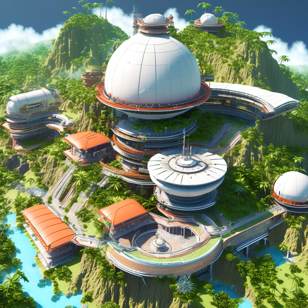 Hyper detailed tropical space colony Map by zach - Playground