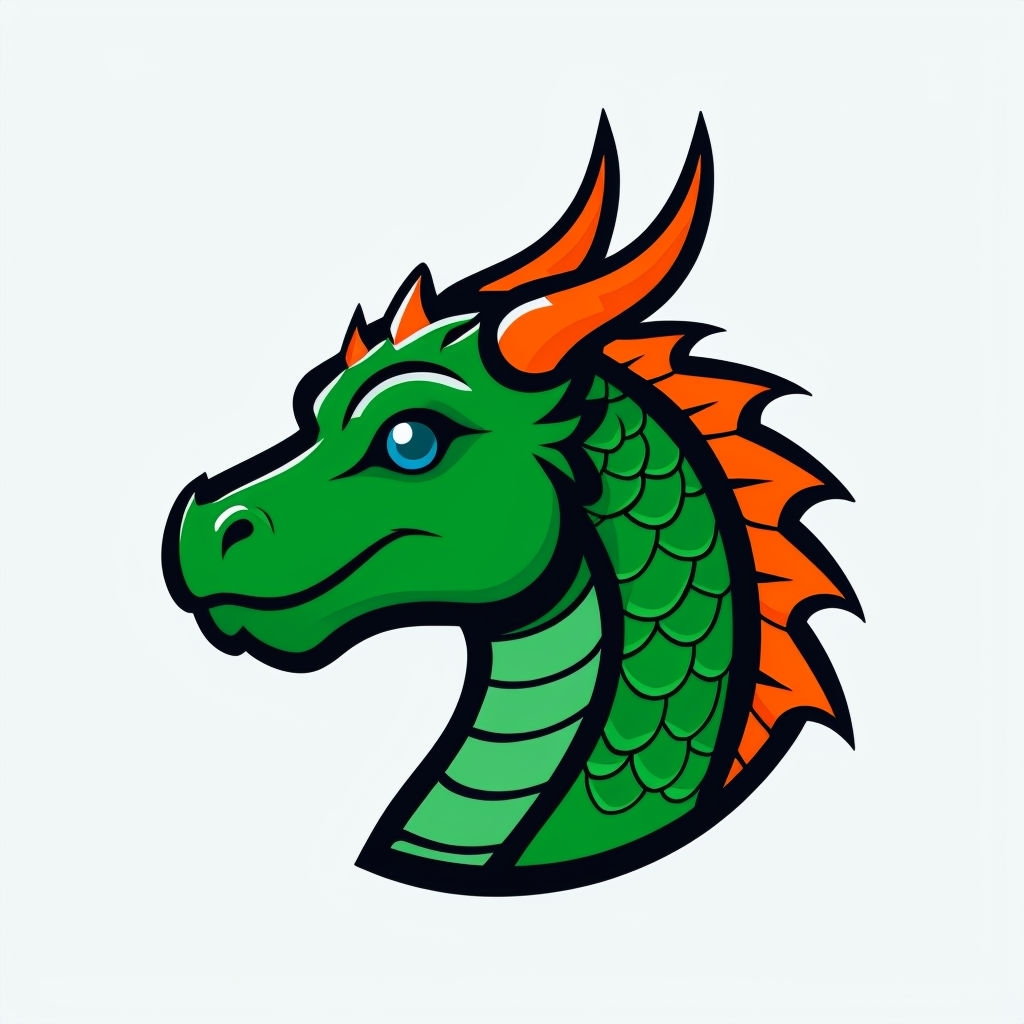 Friendly Green Dragon Head Vector Illustration Sticker
