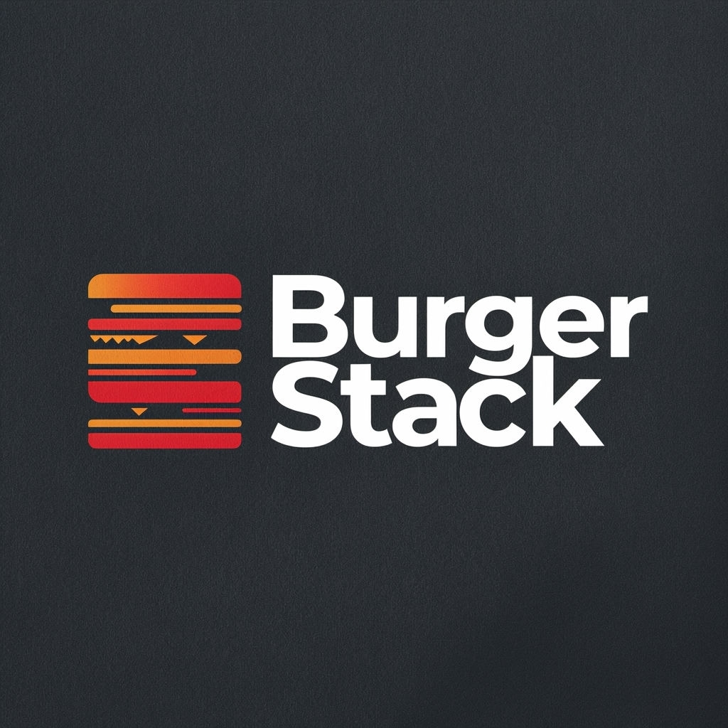 Modern Gourmet Burger Stack Logo Design for Stylish Restaurants Logo