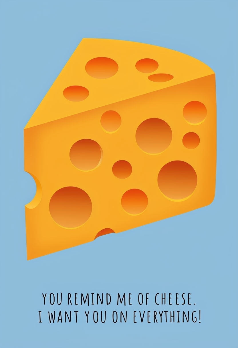 Playful Swiss Cheese Illustration with Humorous Text for Card Design