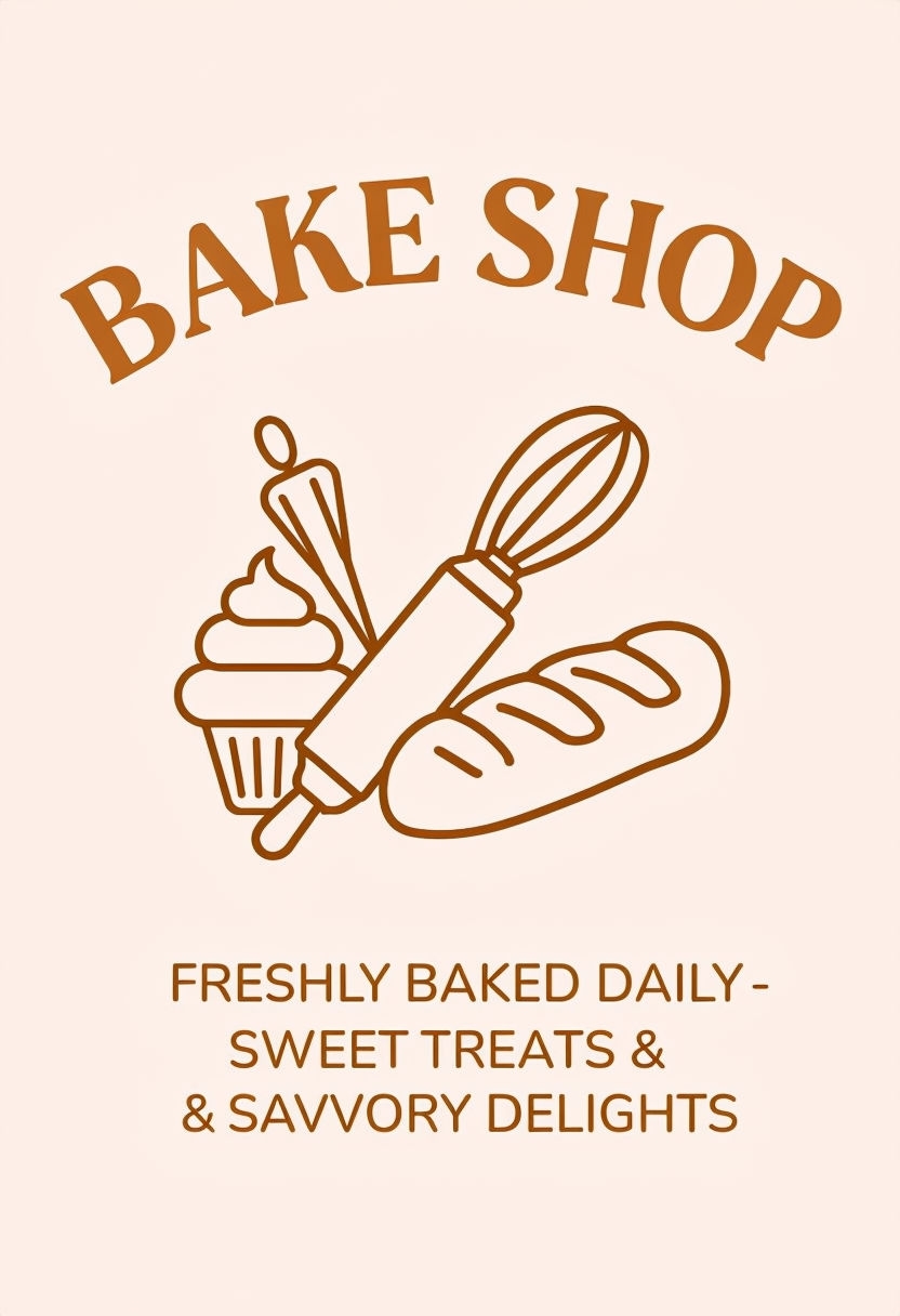 Friendly Retro Bake Shop Bakery Promotion Poster