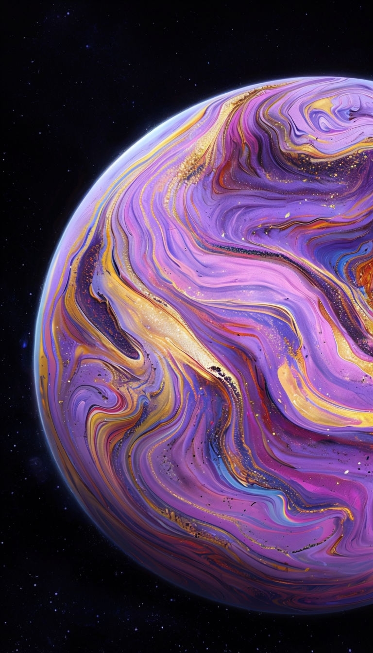 Vibrant Abstract Planet Art in Cosmic Space Background Mobile Wallpaper