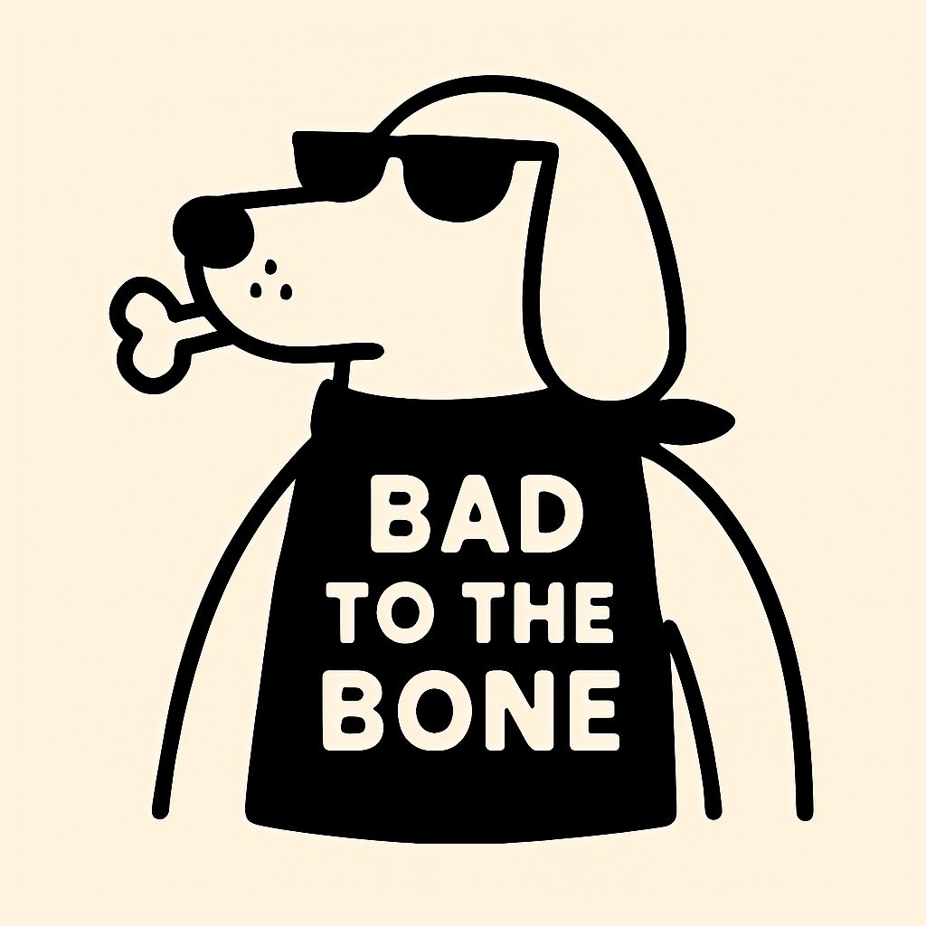 Cool Cartoon Dog with Sunglasses and Bone Graphic Sticker