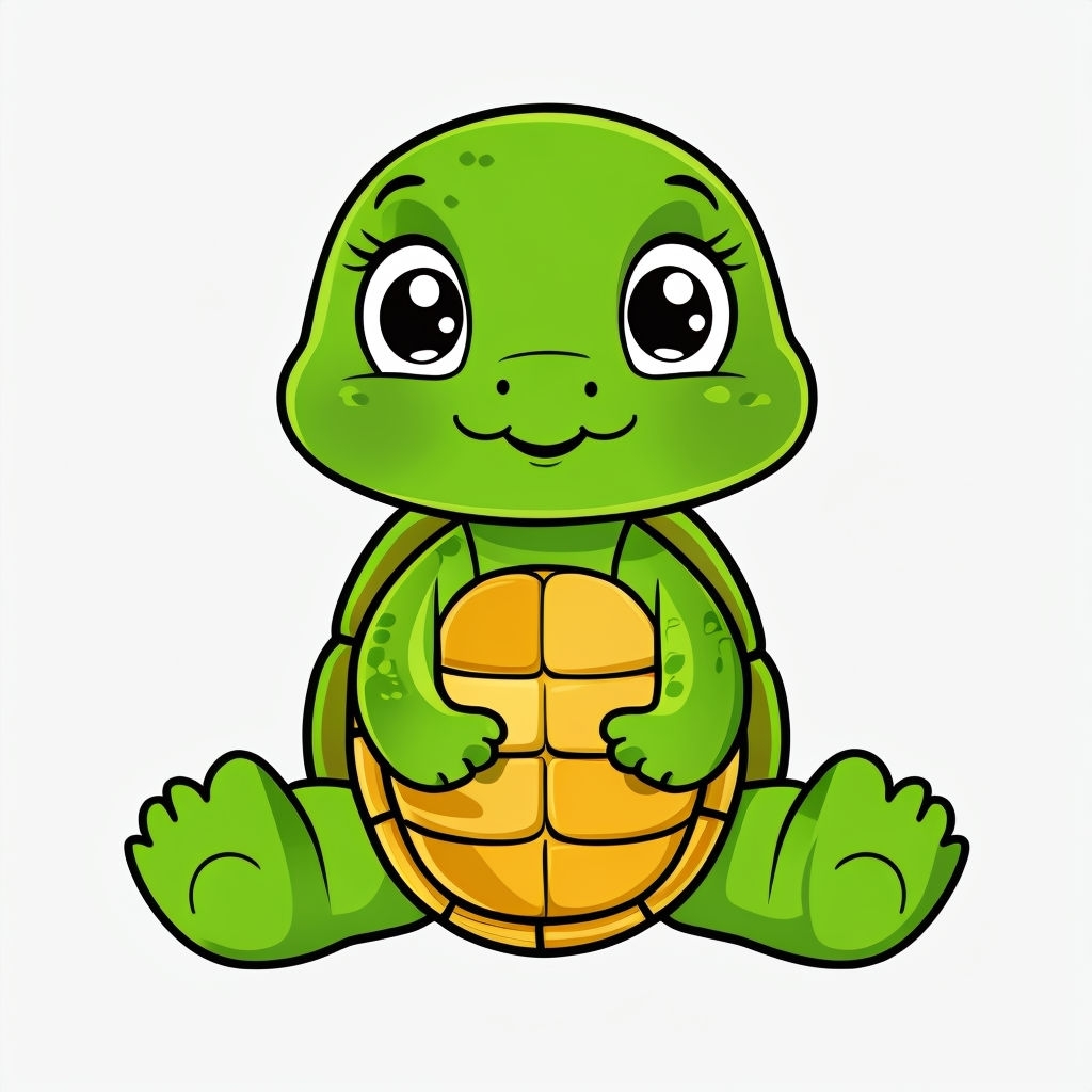 Cute Cartoon Turtle Character Illustration for Mug