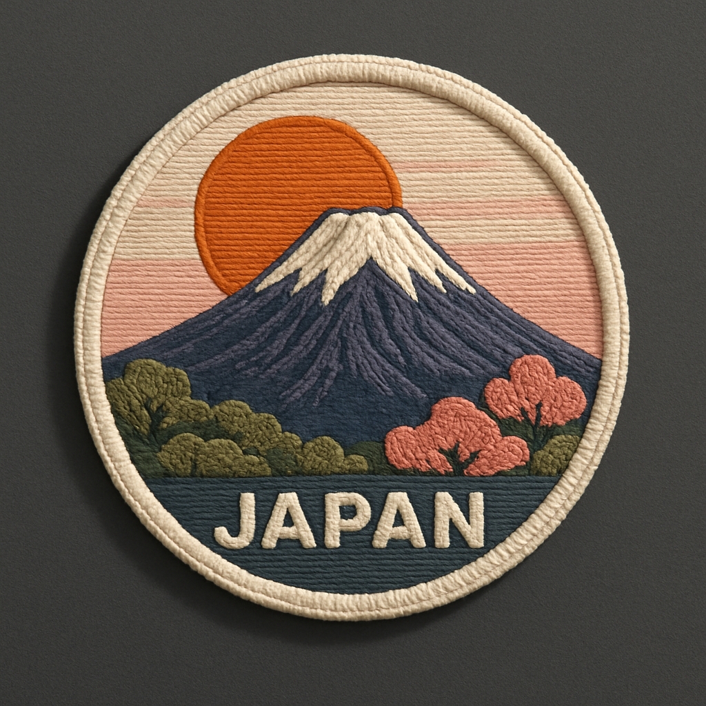 Vintage Mount Fuji Scenic Embroidered Patch Design for Hats