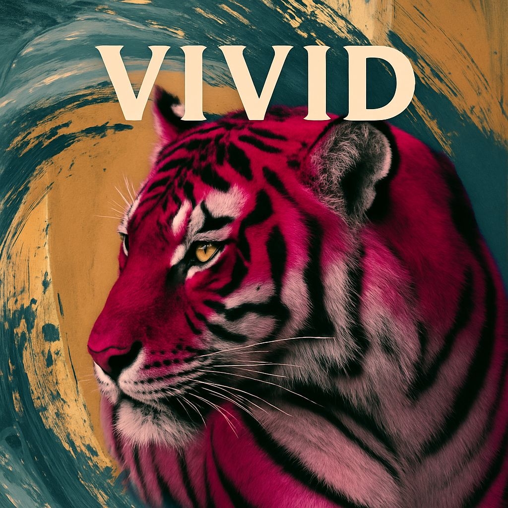 Vivid Magenta Tiger Artwork with Bold Typography Spotify Album Cover