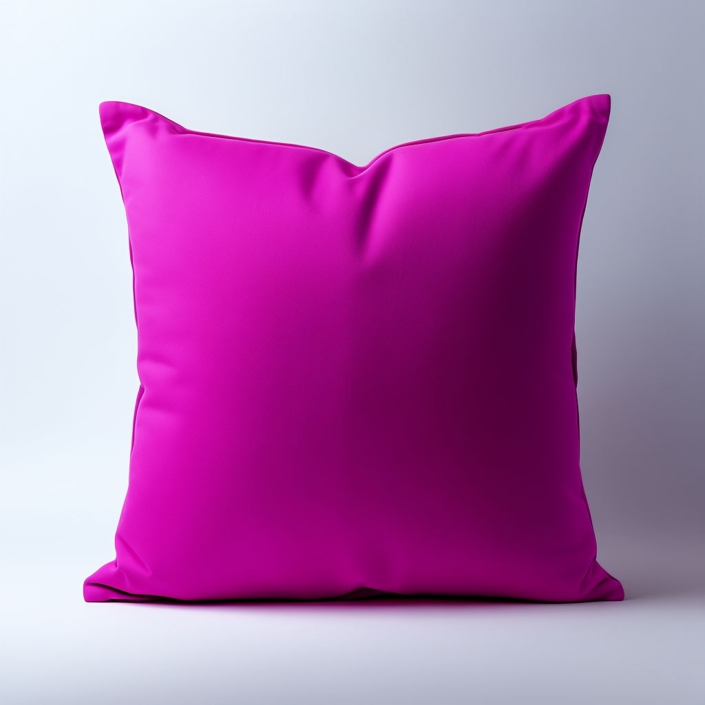 Vibrant Magenta Cushion Centered on Gray Background Mockup