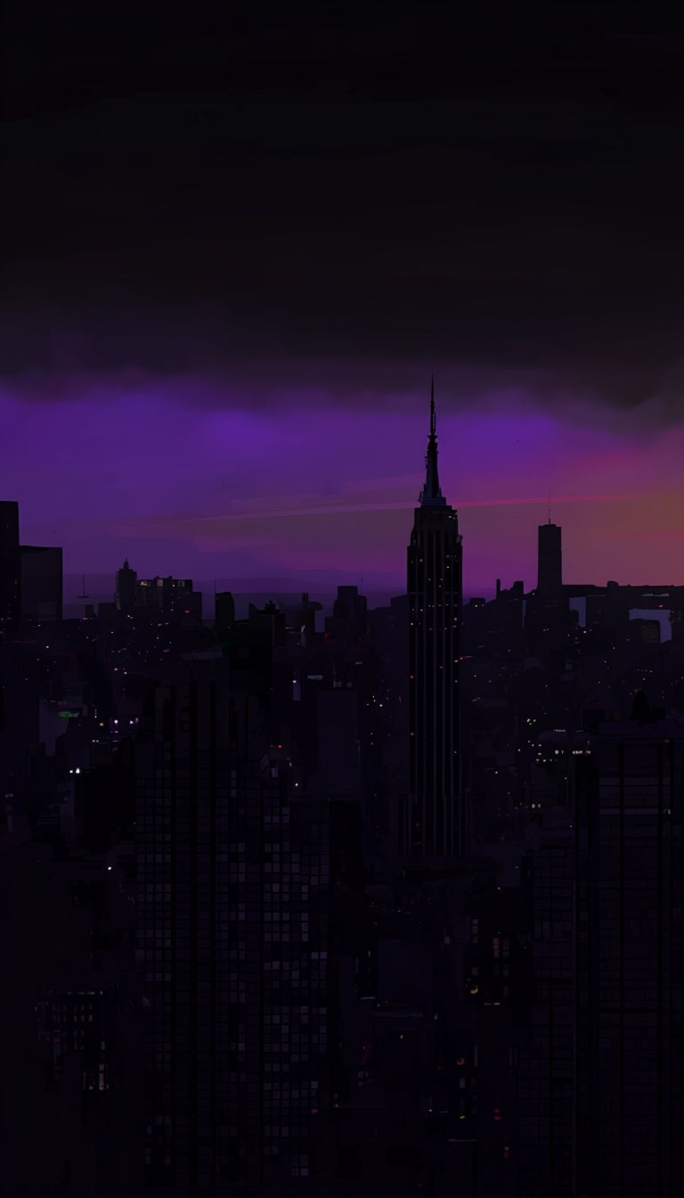 Elevated Cityscape at Dusk with Vibrant Gradient Sky Mobile Wallpaper