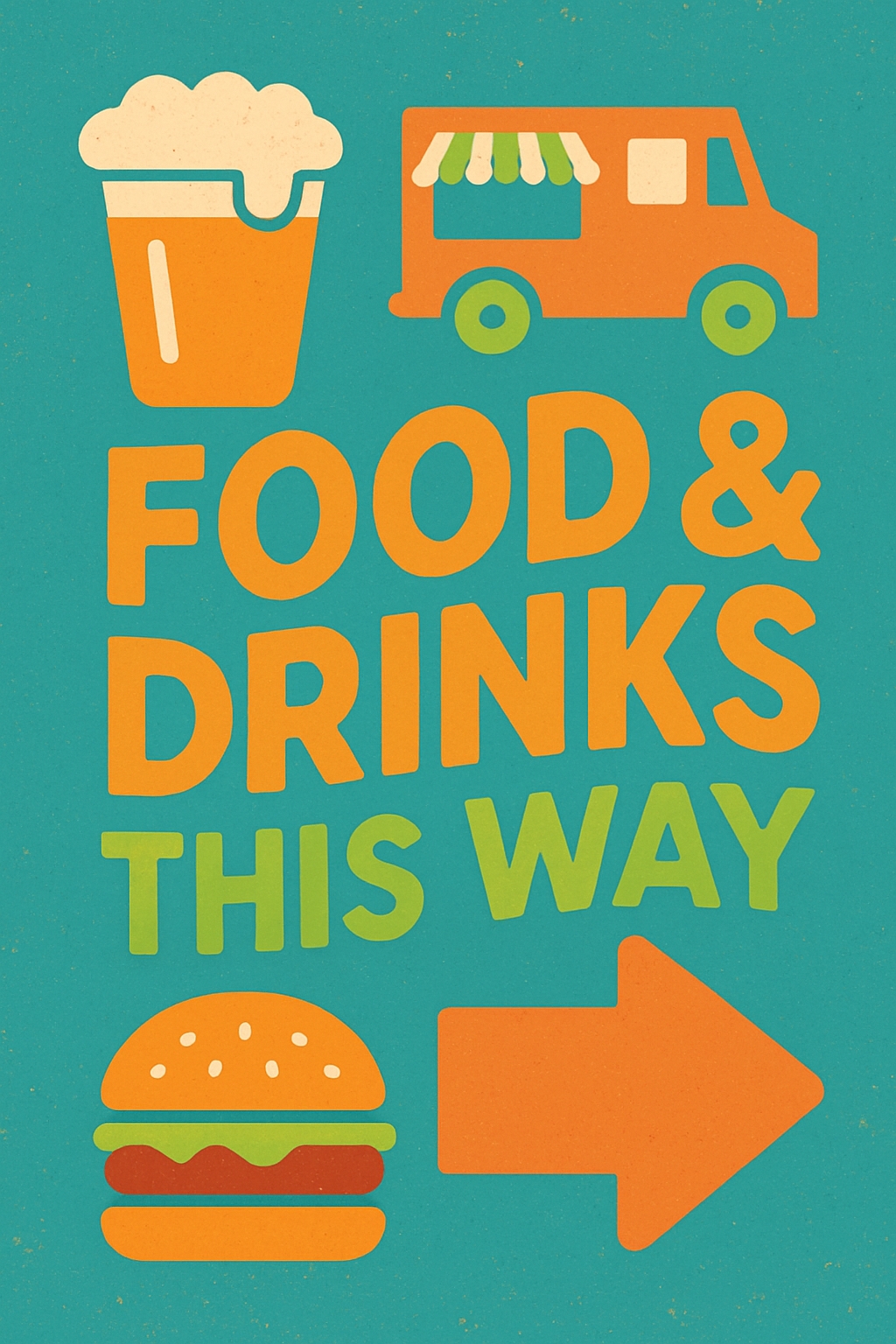 Vibrant Retro Food and Drinks Directional Sign Poster