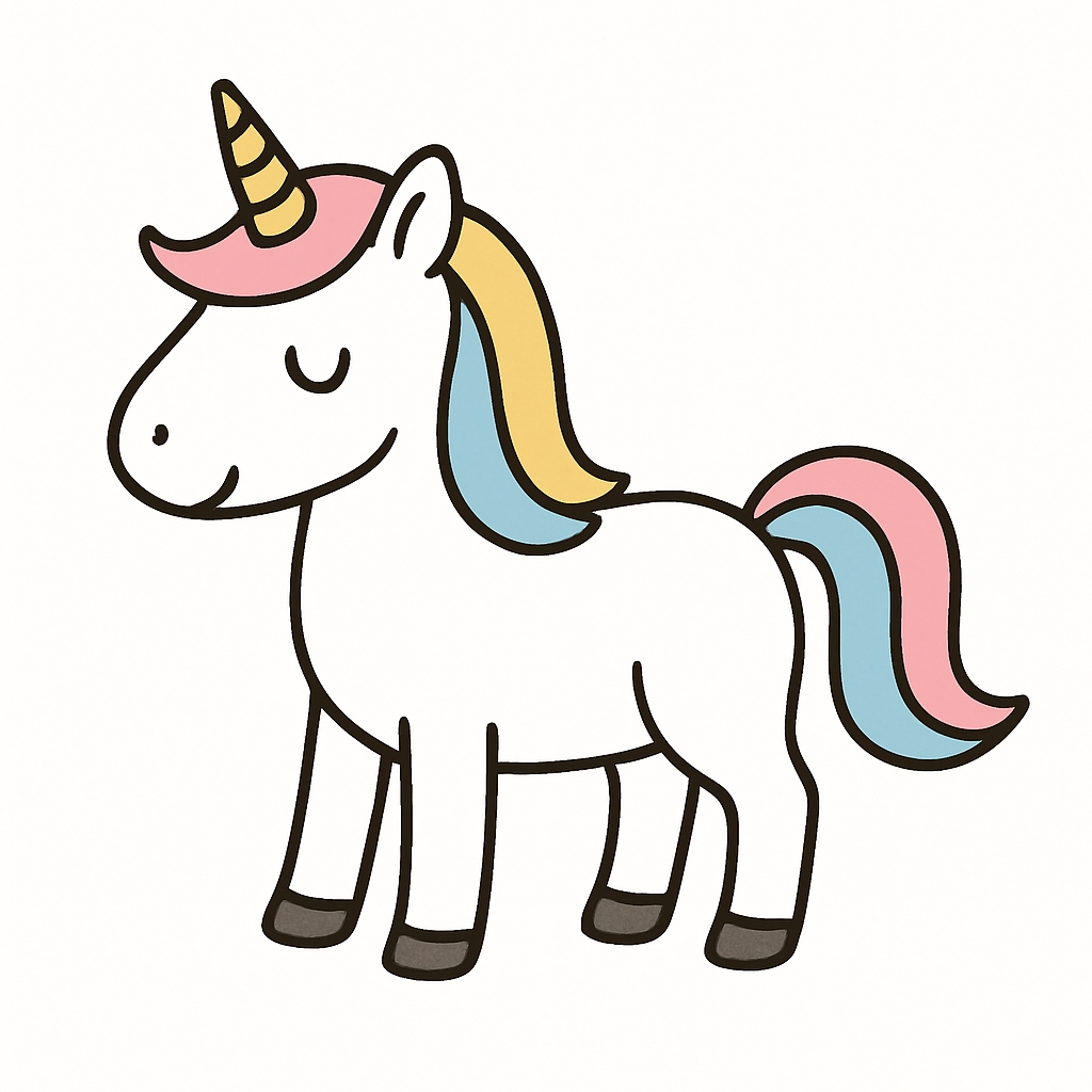 Playful Cartoon Unicorn with Colorful Mane Sticker
