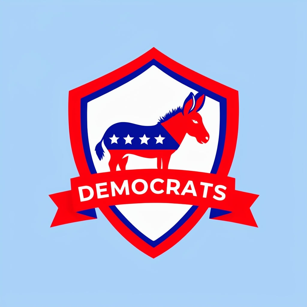 Patriotic Democrats Shield Emblem Digital Illustration T-shirt