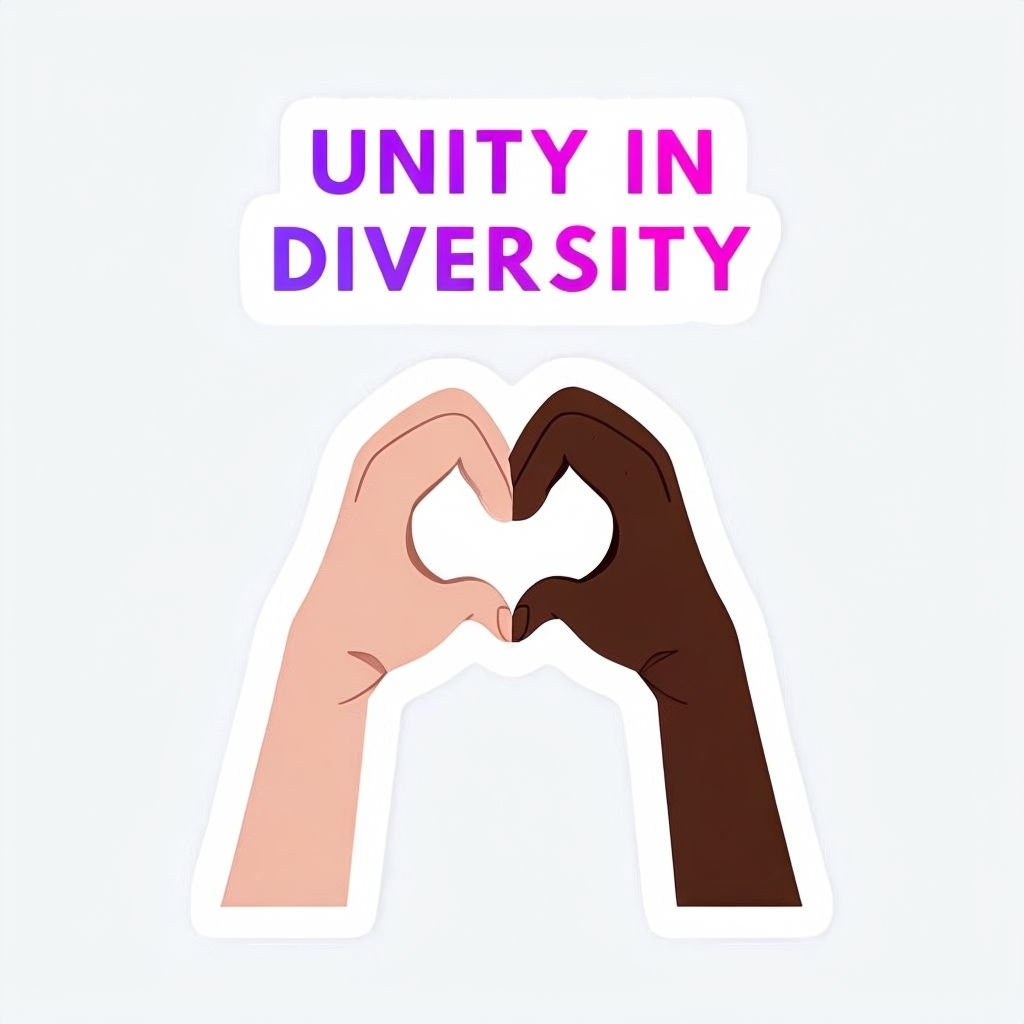 Unity in Diversity Hands Heart Minimalist Sticker