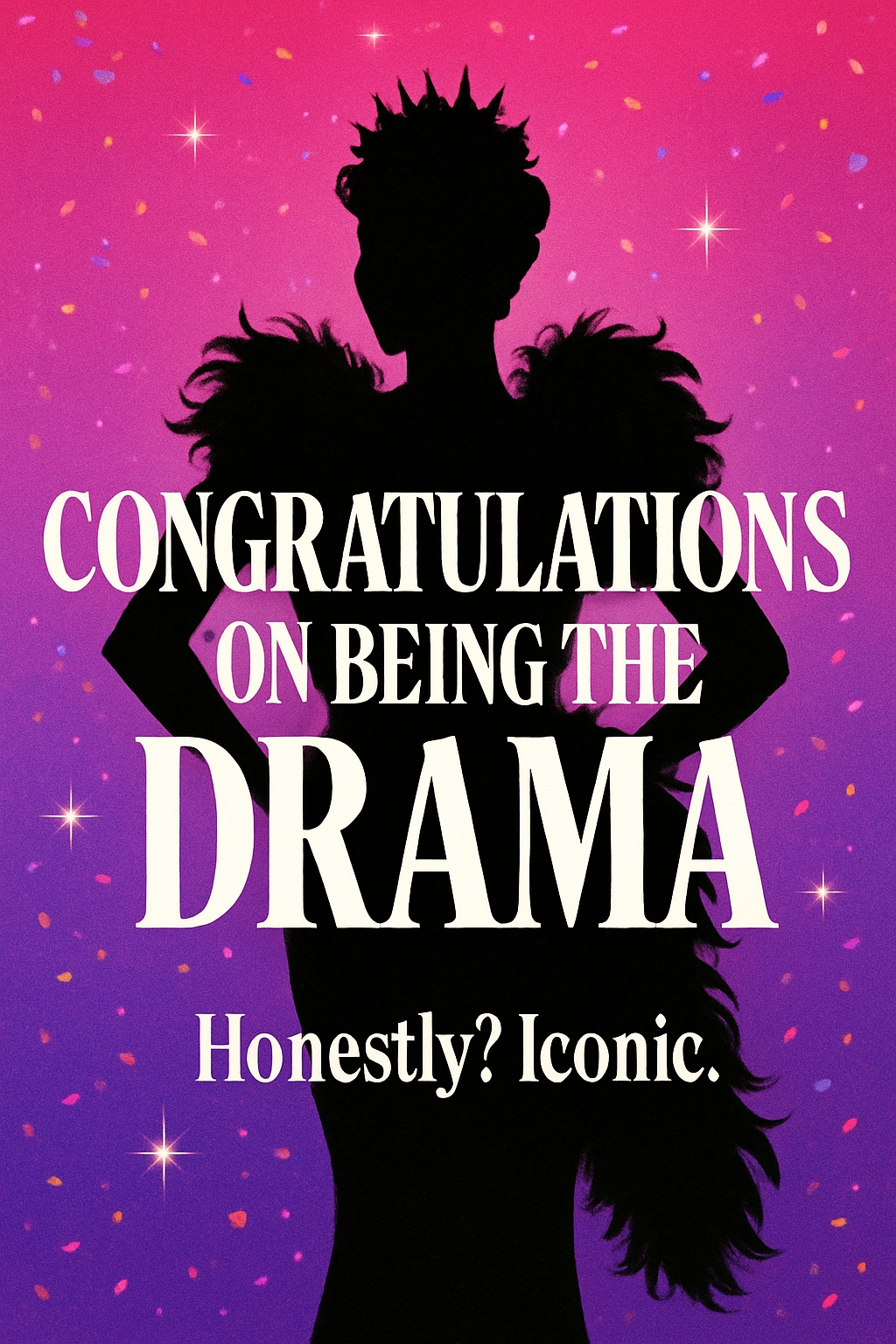 Dramatic Silhouette Congratulations Card with Colorful Confetti Invitation