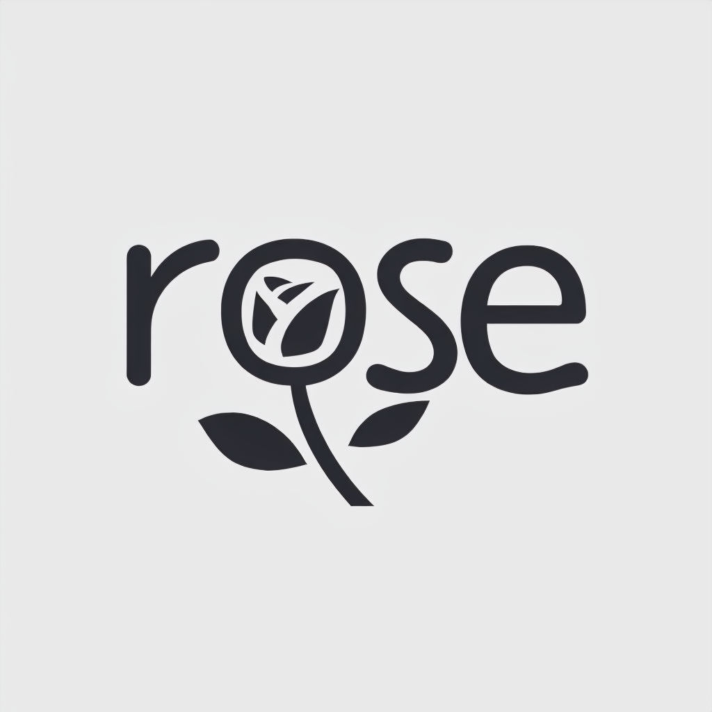 Modern Minimalist Rose Logo Design with Elegant Leaf Elements