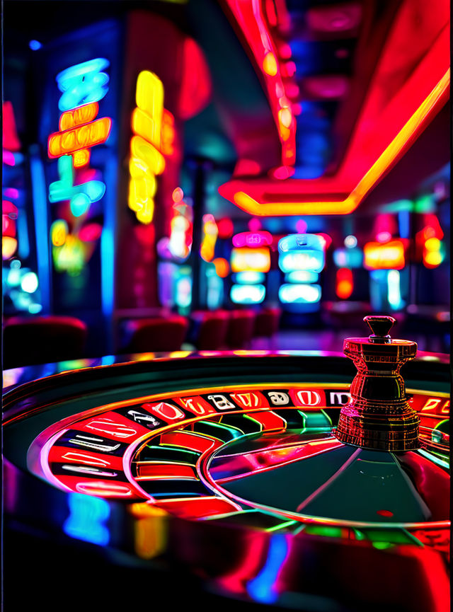 Prompt: MORE casino roulette and neon light