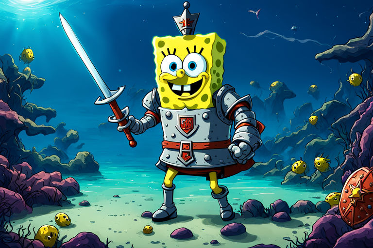 SpongeBob dressed as a knight by Joshua Armstrong - Playground