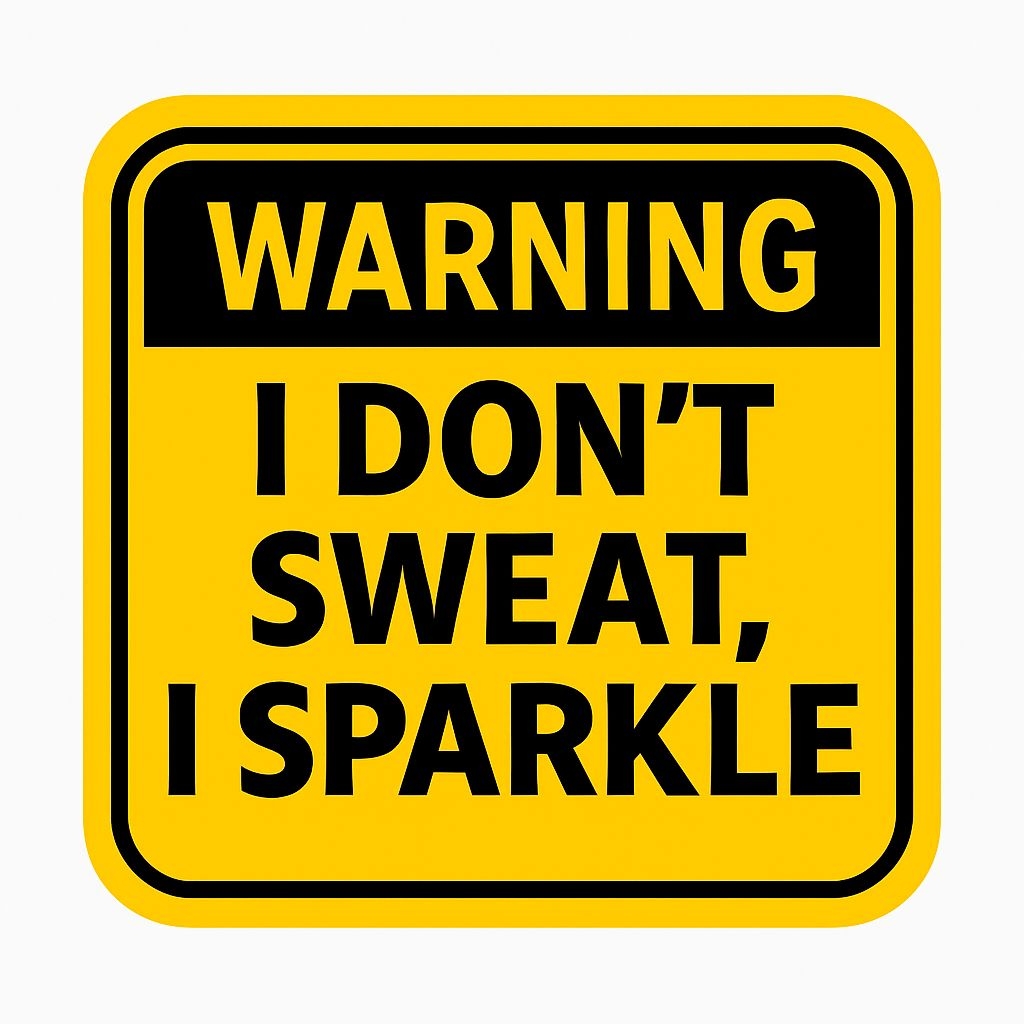 Humorous Warning Sign I Don't Sweat I Sparkle Sticker