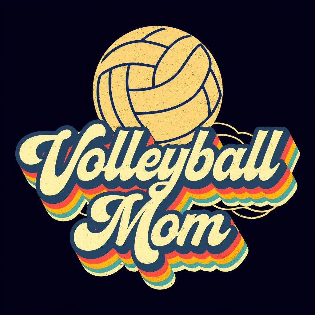 Retro Volleyball Mom Graphic Design T-Shirt