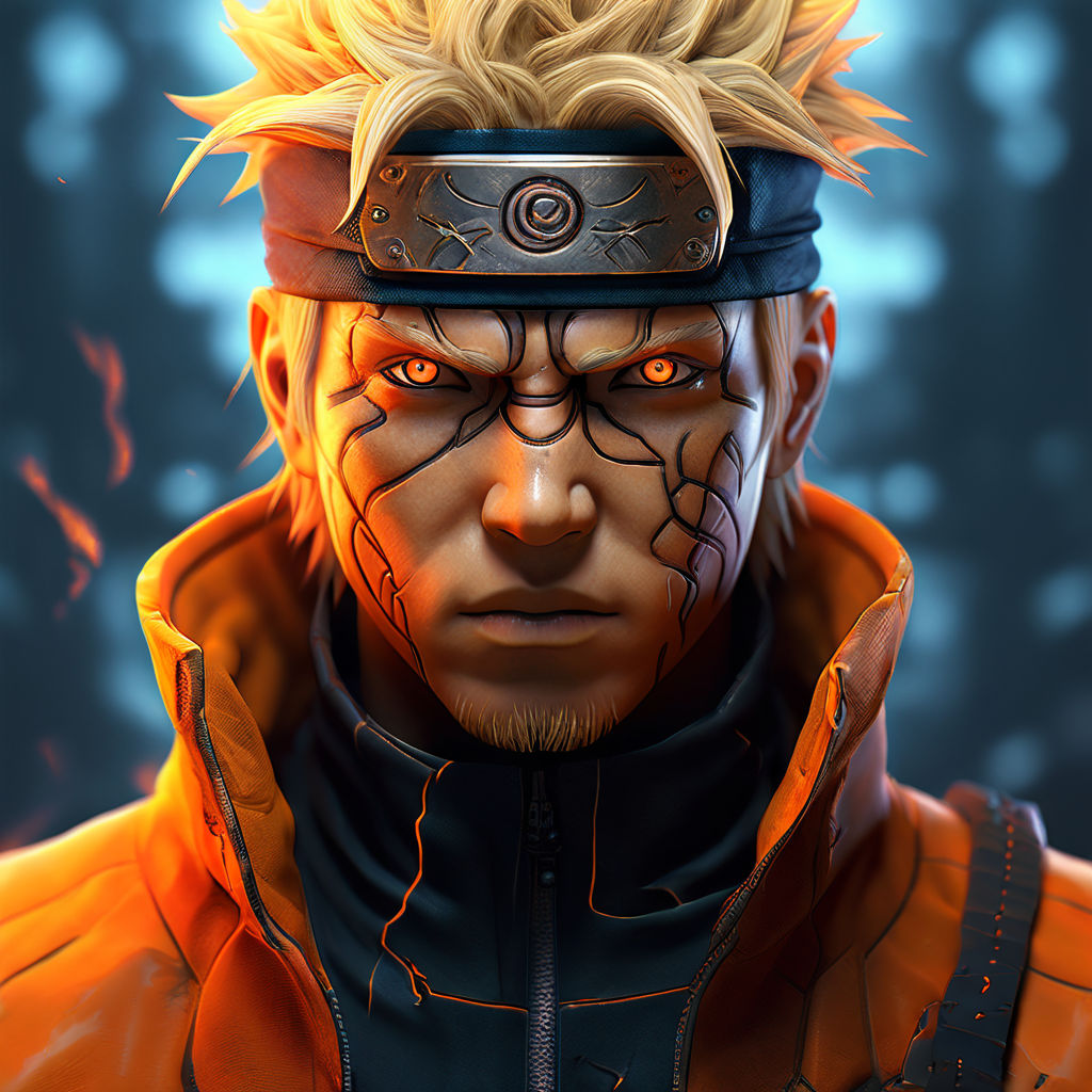 a realistic AI art of Naruto Uzumaki in his Sage Mode