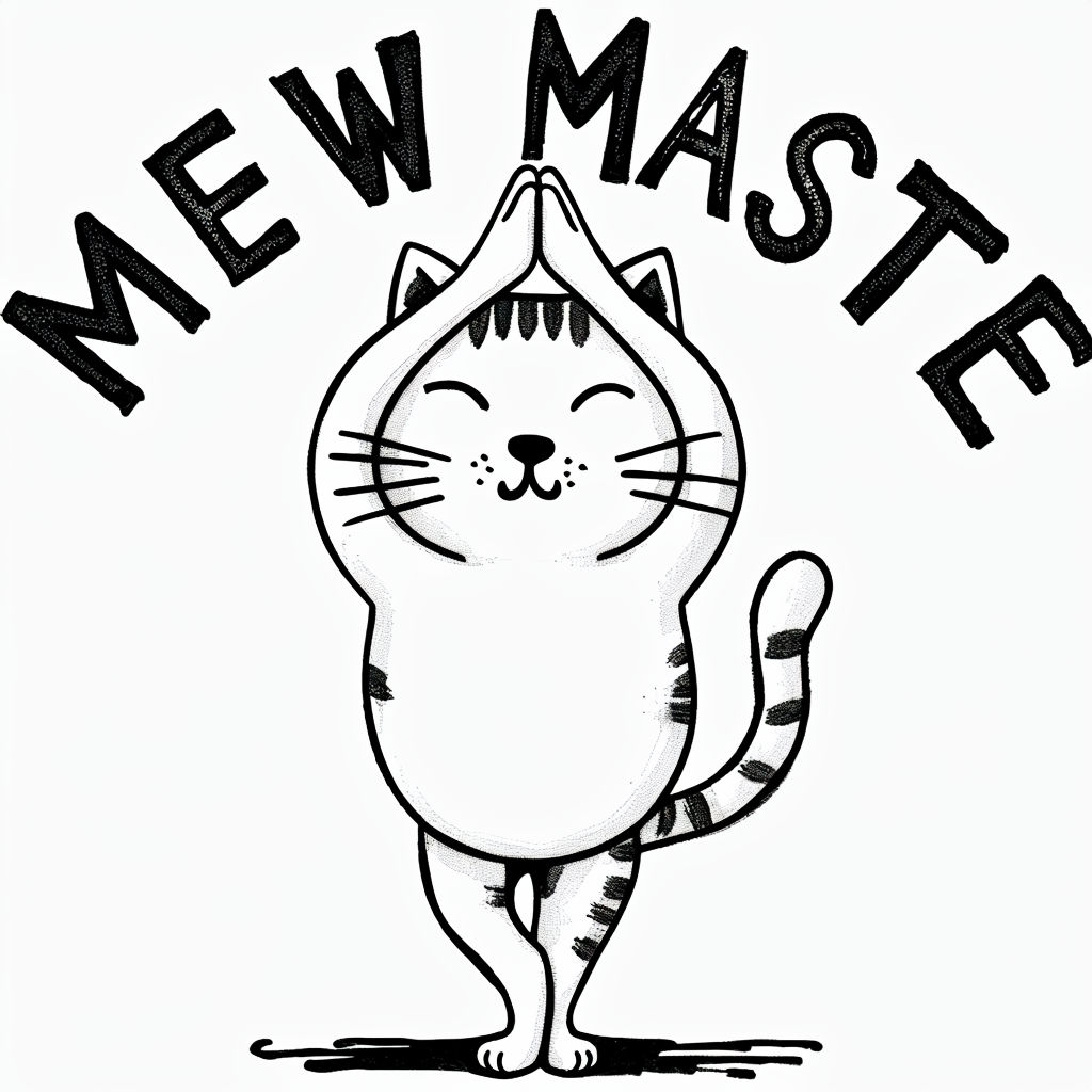 Minimalist Cartoon Cat Yoga Pose Meow Maste T-Shirt