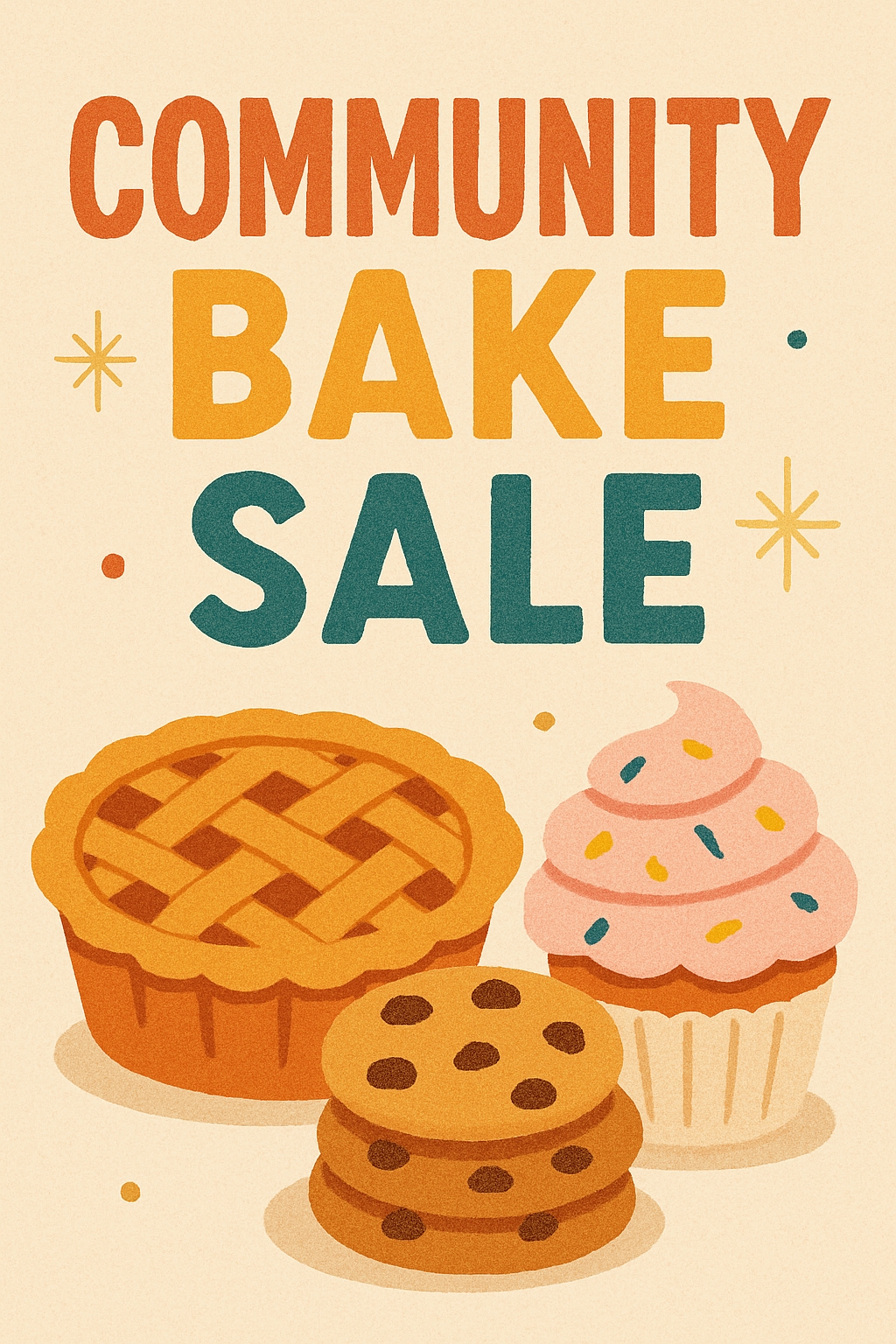 Community Bake Sale Whimsical Promotional Poster