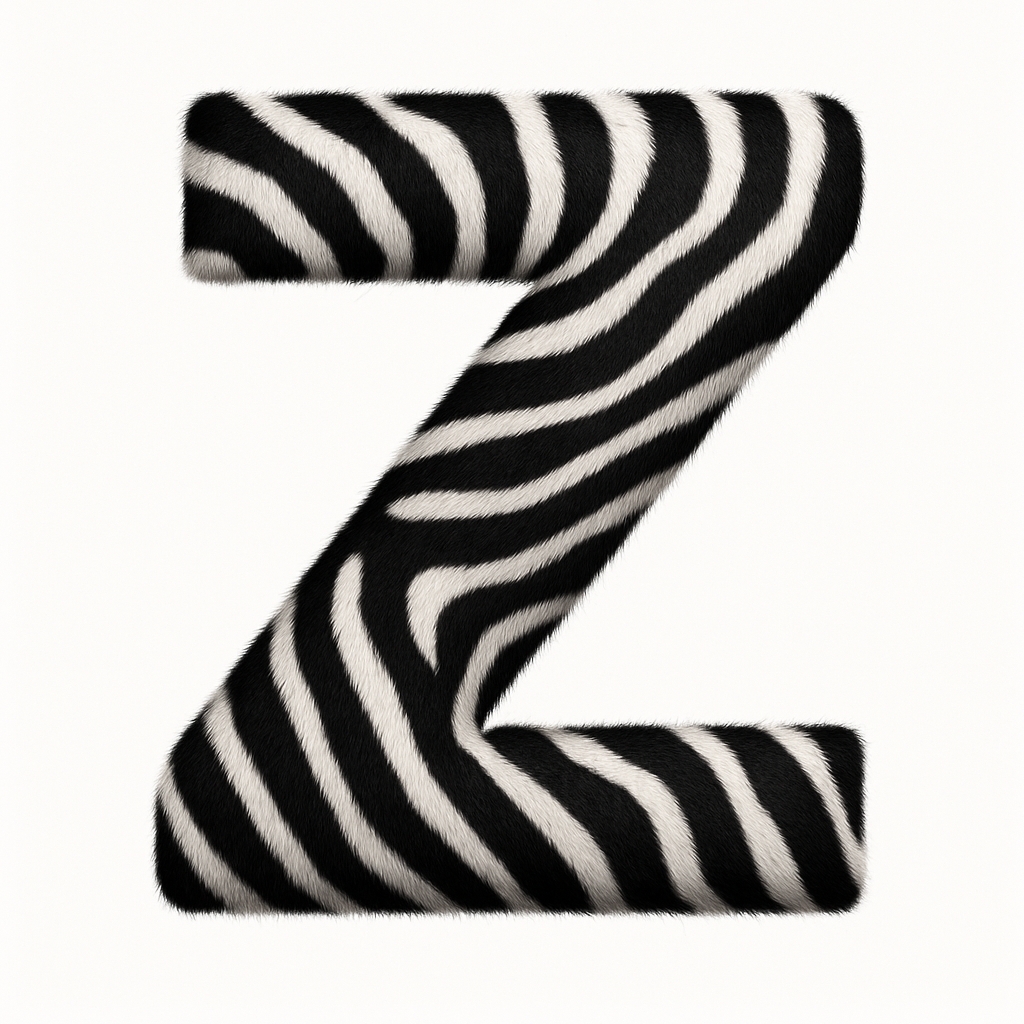 Stylized Zebra-Striped Letter Z Monogram Design