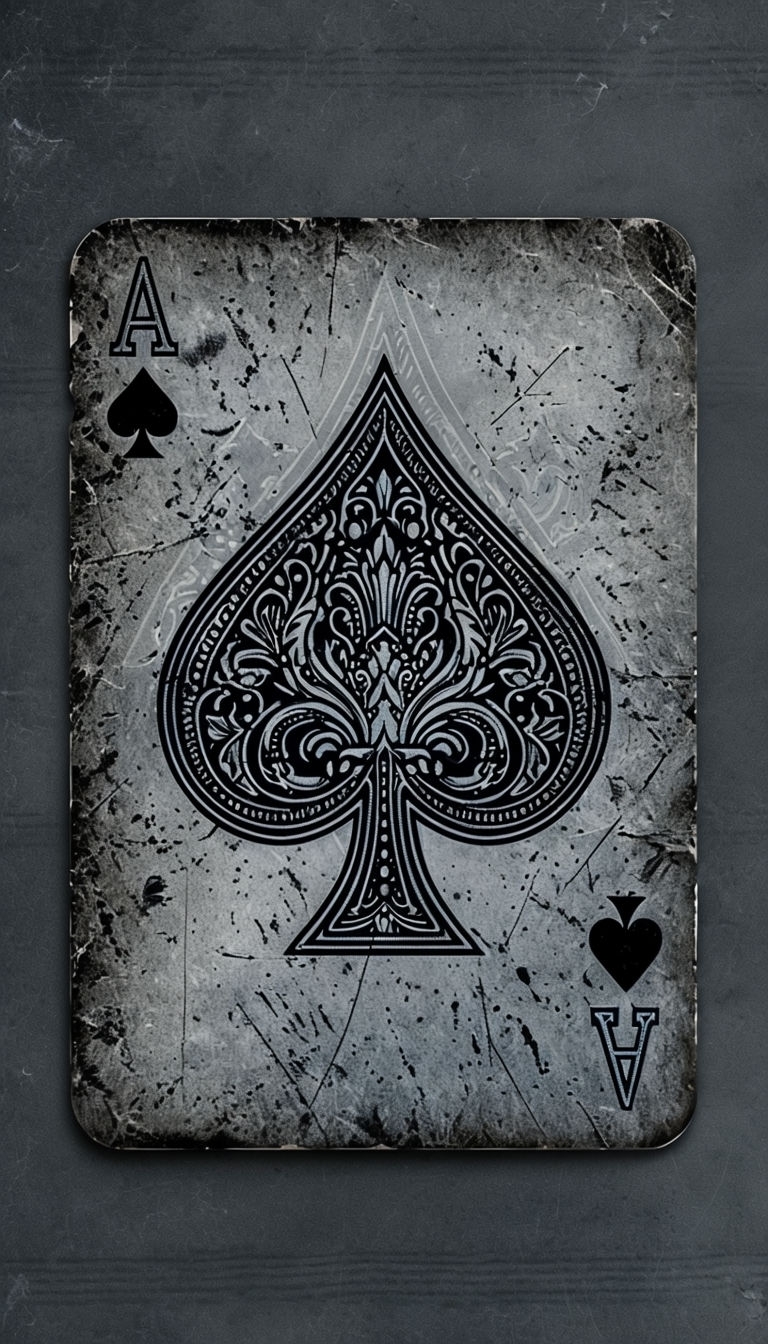 Vintage Ace of Spades Poker Card Close-Up Mobile Wallpaper