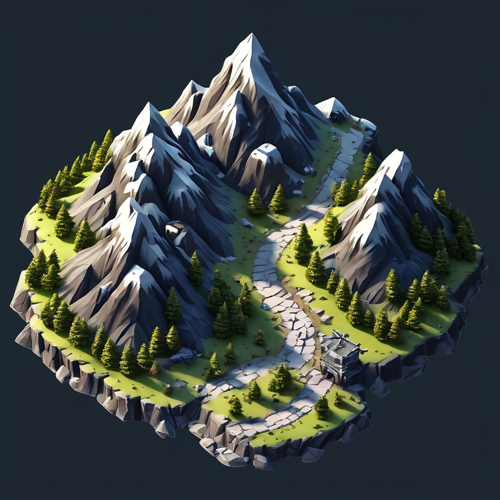 30 degres isometric mountain area with path by estel maxx officiel
