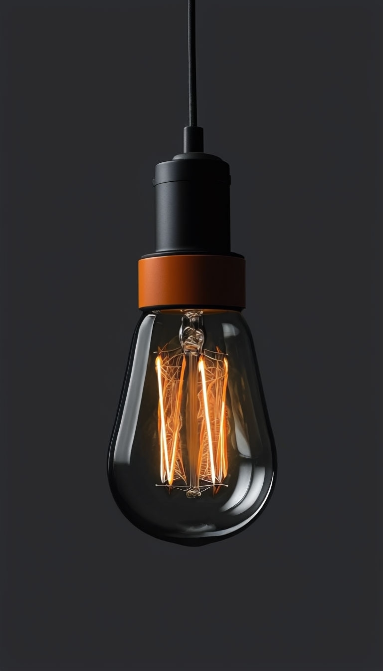 Modern Edison Light Bulb Pendant Design on Charcoal Background Mobile Wallpaper