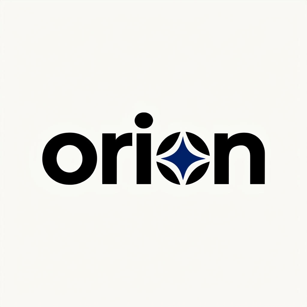 Minimalist Modern Orion Logo with Four-Pointed Star Design Logo