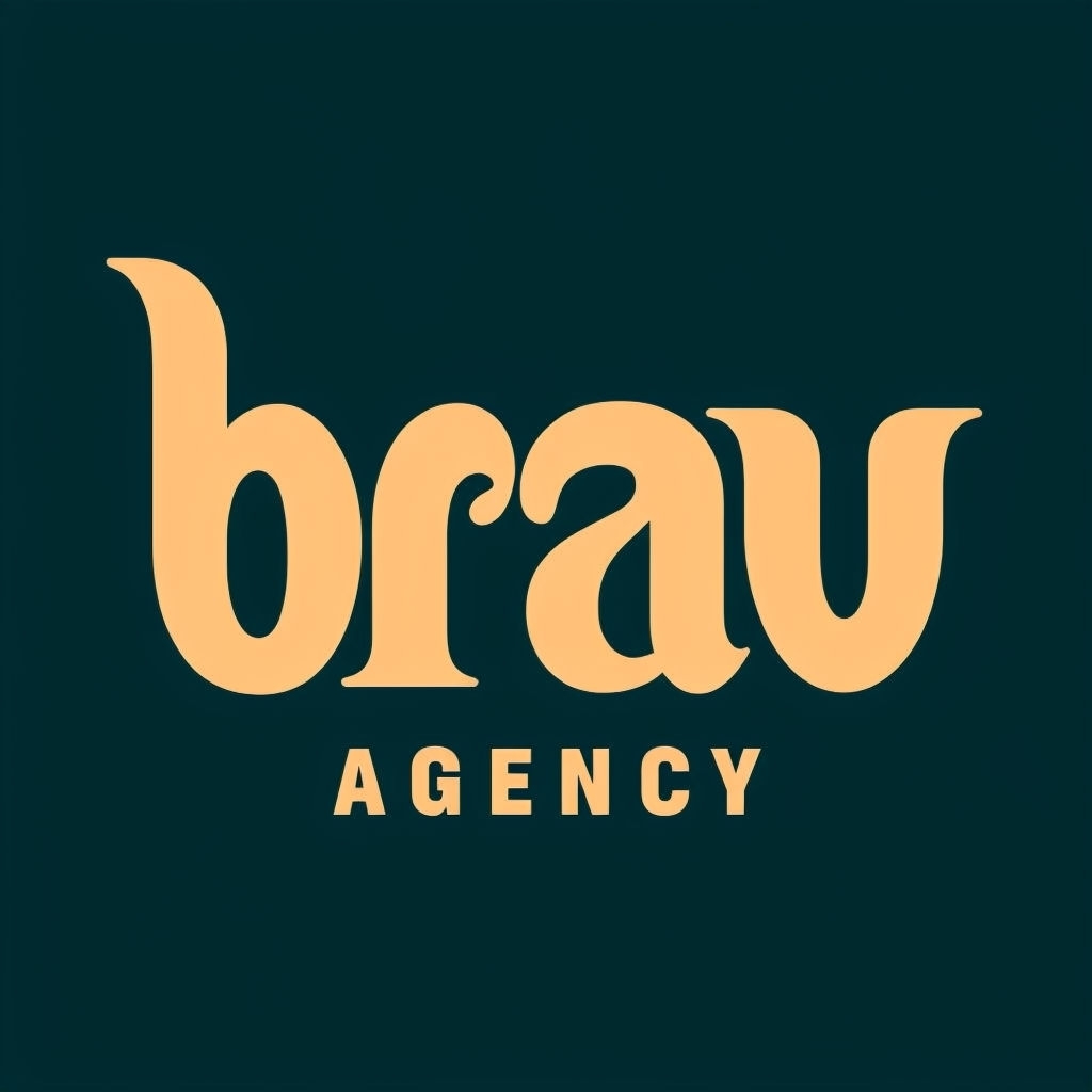 Modern Minimalist Brav Agency Logo Design on Dark Teal Background