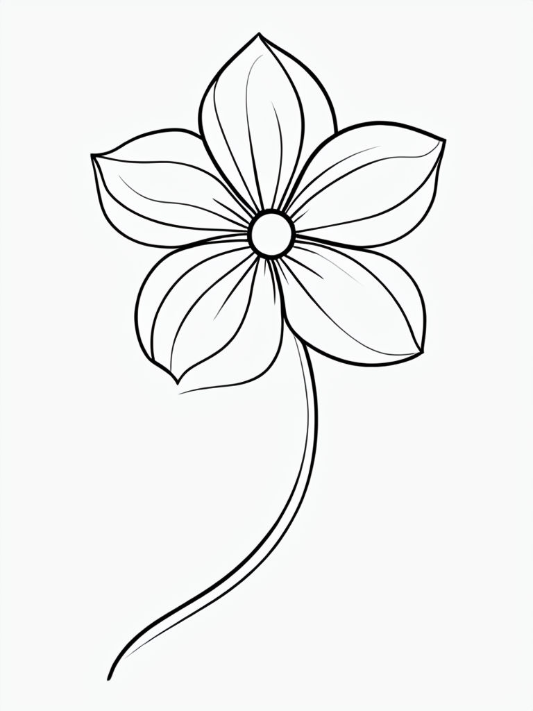 Minimalist Line Drawing of a Flower for Relaxation Coloring Book Pages