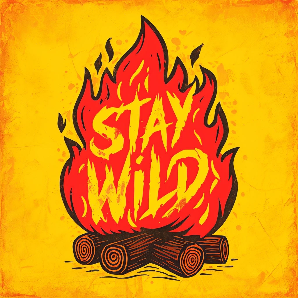 Bold Red Fire Flame Stay Wild Graphic T-Shirt