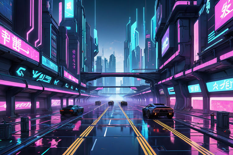 Anime style cyberpunk highway street battlemap by Darth Ronin - Playground